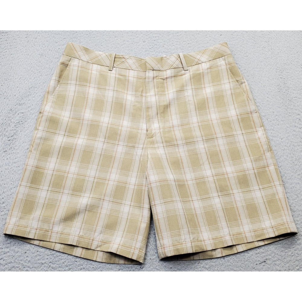 Walter Hagen Chino Shorts Mens 38 Multi Plaid Flat Front‎ Classic Slash Pocket